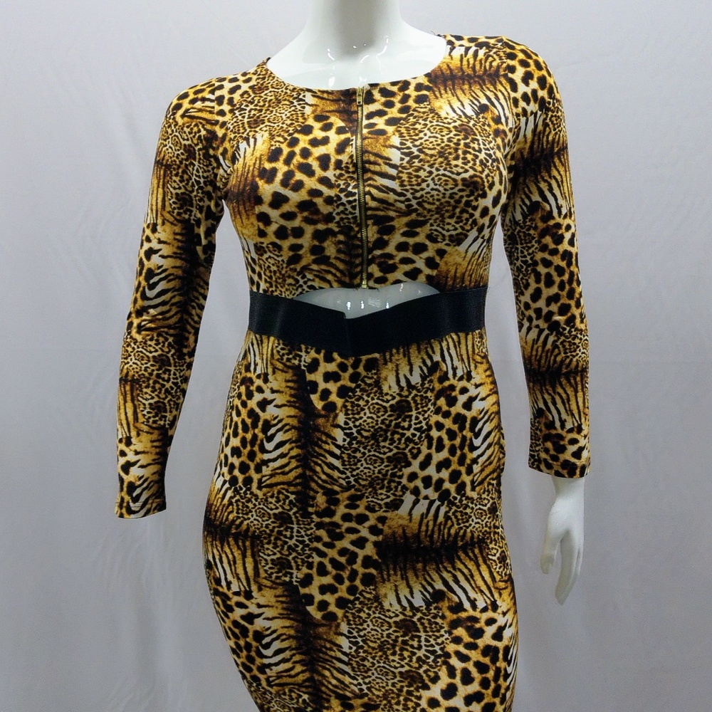 Animal Print Dress W/Open In Middle